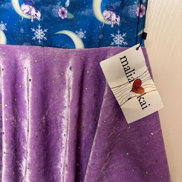 Malia And Kai Dragons Blue Purple Velour Tank Twirl Dress Size 4 NWT - Picture 3 of 5